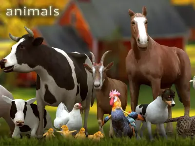 3DRT - Domestic Animals  Low-poly 3D model