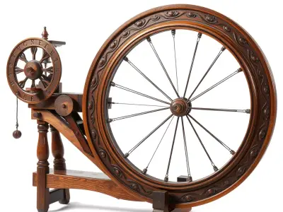 Antique Spinning Wheel model pack Low-poly 3D model