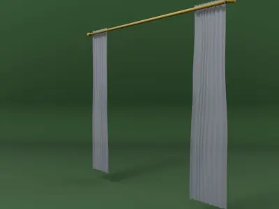 white window curtain Free 3D model