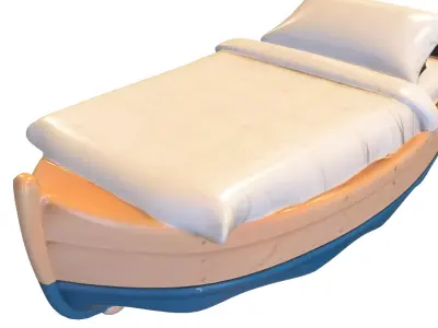 Boat Bed 3D Model Nautical Themed Furniture for Games 3D model