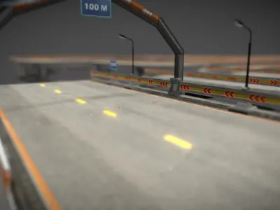 Modular Road Pack 3D Low-poly 3D model