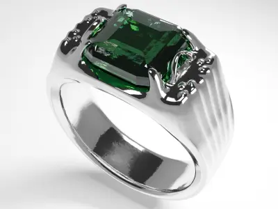 Emerald Signet Ring Low-poly 3D model