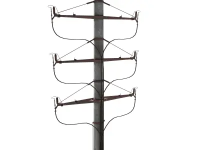 Electricity Pole 1 Weathered 3D model
