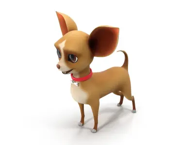 Cartoon dog chihuahua Low-poly 3D model