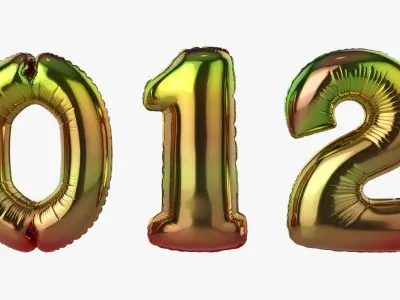 Foil air balloon numbers 04 3D model