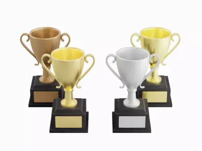 Trophy Cup Set Low-poly 3D model