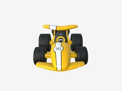 Cartoon Kart A06 Yellow - Vehicle Racing Design Low-poly 3D model