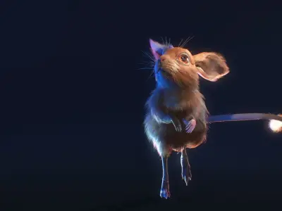 Jumper mouse flying Low-poly 3D model