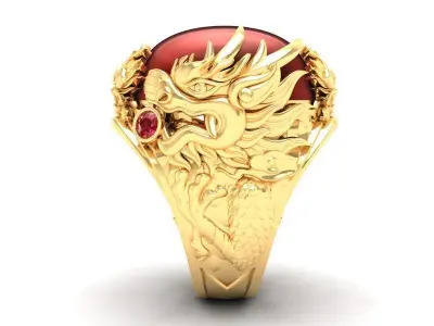 Luxury Dragon Red Gemstone Ring for Men 3D Model  215 3D print model