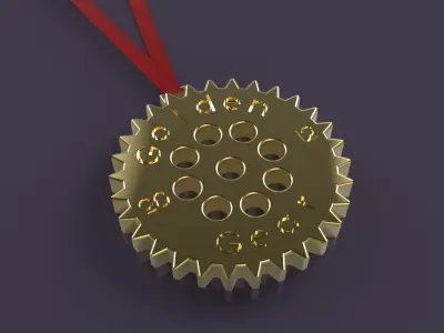 Golden gear medal  Free 3D model