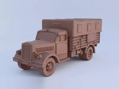 Truck with cabin and car body 3D model