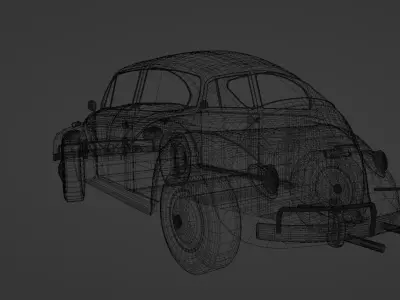 Volkswagen Beetle 1965 Low-poly 3D model