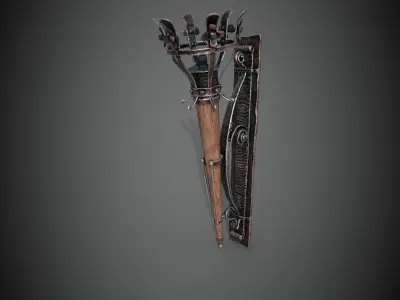 Torch - with 3 different textures sets Low-poly 3D model