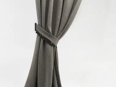 Curtains curtain hanging on rod 3D model