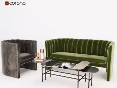 ANDtradition Sofa Lounge chair and Table 3D model