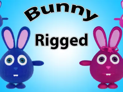 cute bunny family Low-poly 3D model