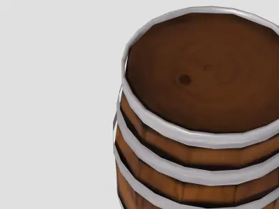 Wooden barrel cartoon Free low-poly 3D model