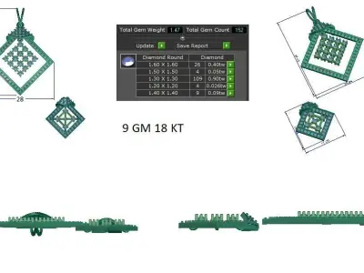 Pendant Earrings combo - 0071 3D print model