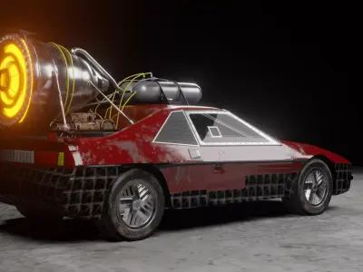 Pontiac Fiero rocket fast furious low poly Low-poly 3D model