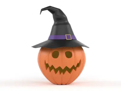 Halloween Pumpkin with Hat 3D model