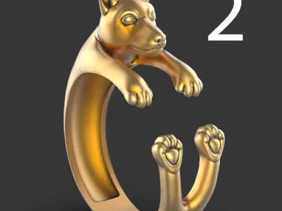 Ring Dog Pack 3D  model  Silver Gold Print 3D print model