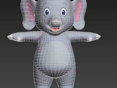 cartoon Elephent  Low-poly 3D model
