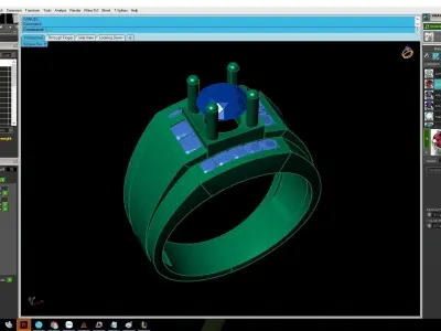 Modern Rectangular Men Diamond Ring 3D Model 650 3D print model