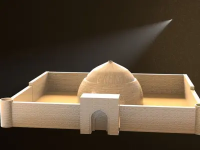Tash-Rabat mosque with light shining 3D model