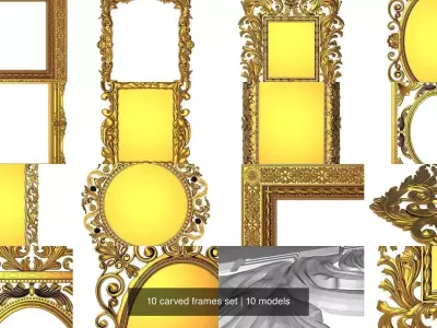 10 carved frames set 3D Model Collection