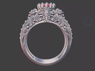 Floral Rose Leaf Ring With Prong set Gemstone 3D print model