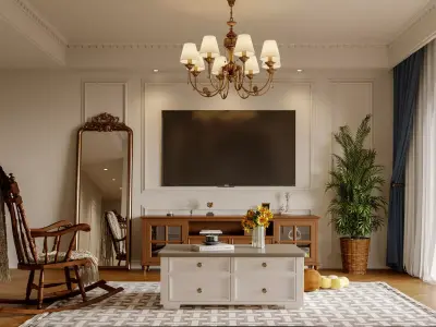 Luxury living room dining room interior scenes 35 3D model