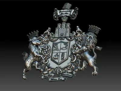 COAT OF ARMS GOAT AND LION IN THE CROWN 3D print model