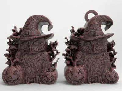hallowen owl pumpkin decor  3D print model