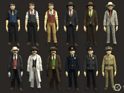Mafia LowPoly Pack  Low-poly 3D model