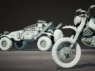Last Guns - Apocalyptic Buggy and Motorbike Pack Low-poly 3D model