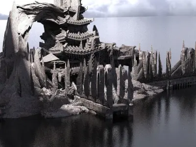 Mongol Castle mountain bridge 2  3D model