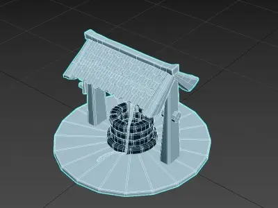 The Well low poly water with roof 3D model