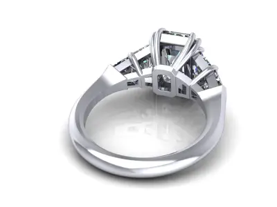 Three Stone Emerald Ring V3 3D print model