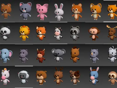 Pack007 Rigged Cartoon Animal Pack 1 3D model