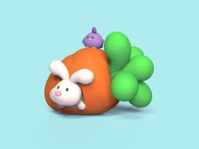 Bunny Carrot House 3D print model
