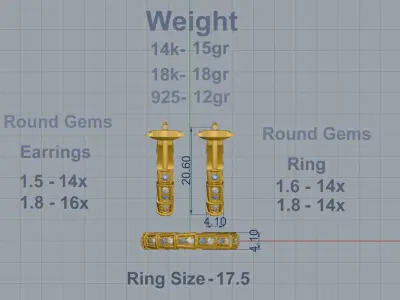 Bvlgari Serpenti Ring and Earrings  3D print model