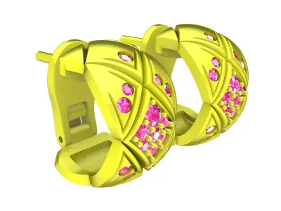 A7689 Korean Style Diamond Women Hoop Earrings 3D Model 3D print model