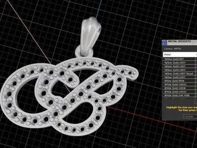 Letter B initial pendant with diamonds 3D print model