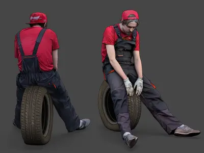 Stylized Car Mechanic Character 3D model