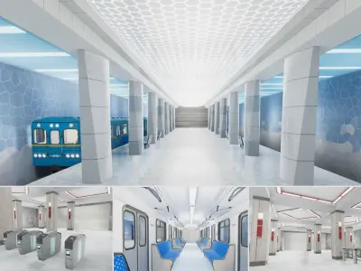 Subway Stations - 3 Scenes Low-poly 3D model