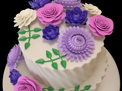 Floral cake 3D model