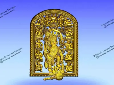 God Hanuman Relief Design 3D print model