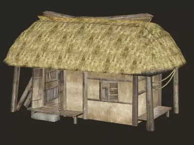 Thatch Hut House 13 For Games and Films 3D Model Low-poly 3D model