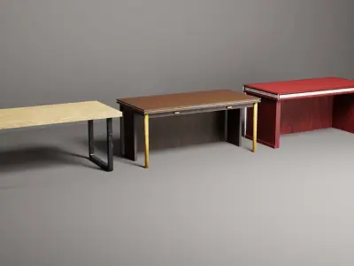 Desks office tables low-poly 3d model Low-poly 3D model