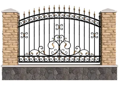 Fence Entrance Driveway Iron Classic Gate 3D model